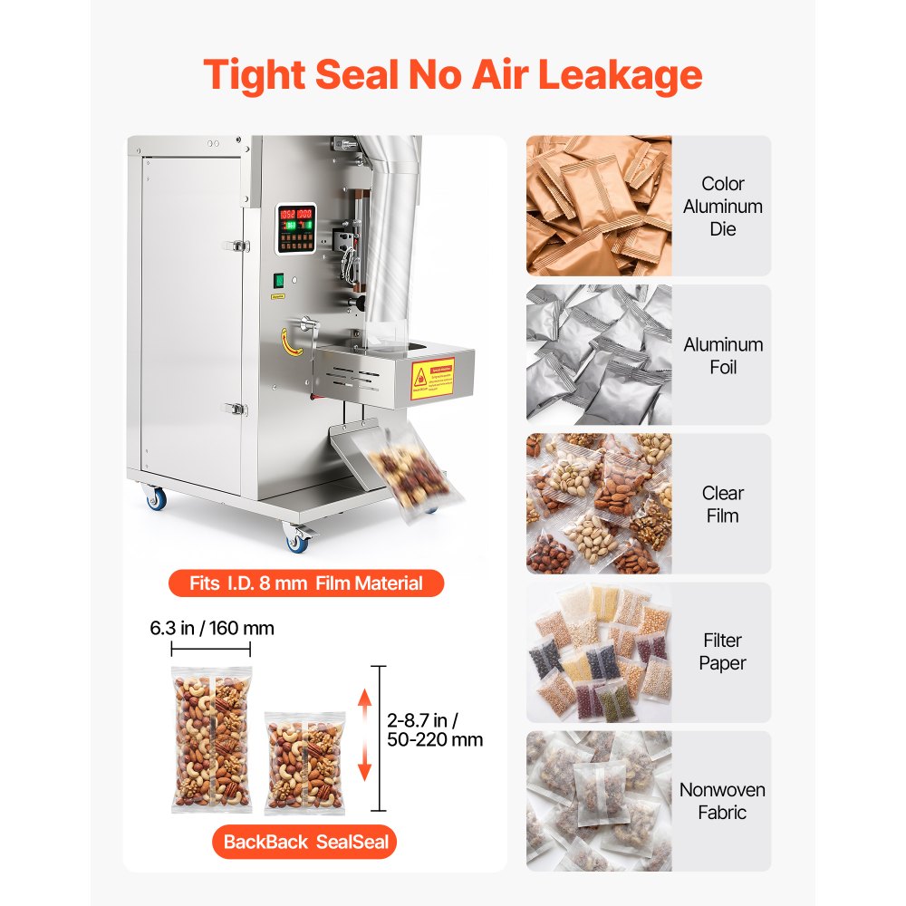 Vevor Powder Filling and Sealing Machine Automatic 10-500g Granule Packaging Machine New