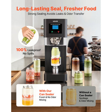 Vevor Can Sealer Machine Automatic Commercial Soda Can Sealing Machine 2.17" Black New