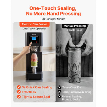 Vevor Can Sealer Machine Automatic Commercial Soda Can Sealing Machine 2.17" Black New