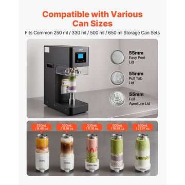 Vevor Can Sealer Machine Automatic Commercial Soda Can Sealing Machine 2.17" Black New