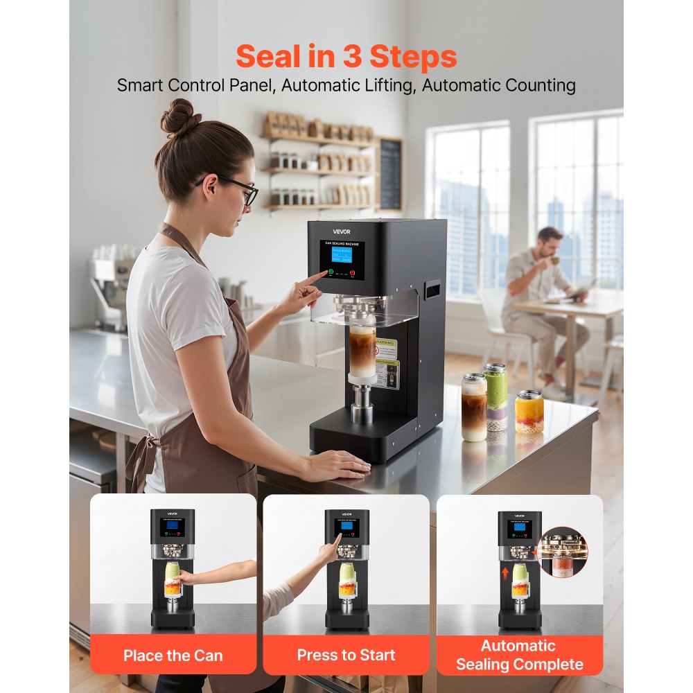 Vevor Can Sealer Machine Automatic Commercial Soda Can Sealing Machine 2.17" Black New