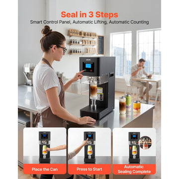 Vevor Can Sealer Machine Automatic Commercial Soda Can Sealing Machine 2.17" Black New