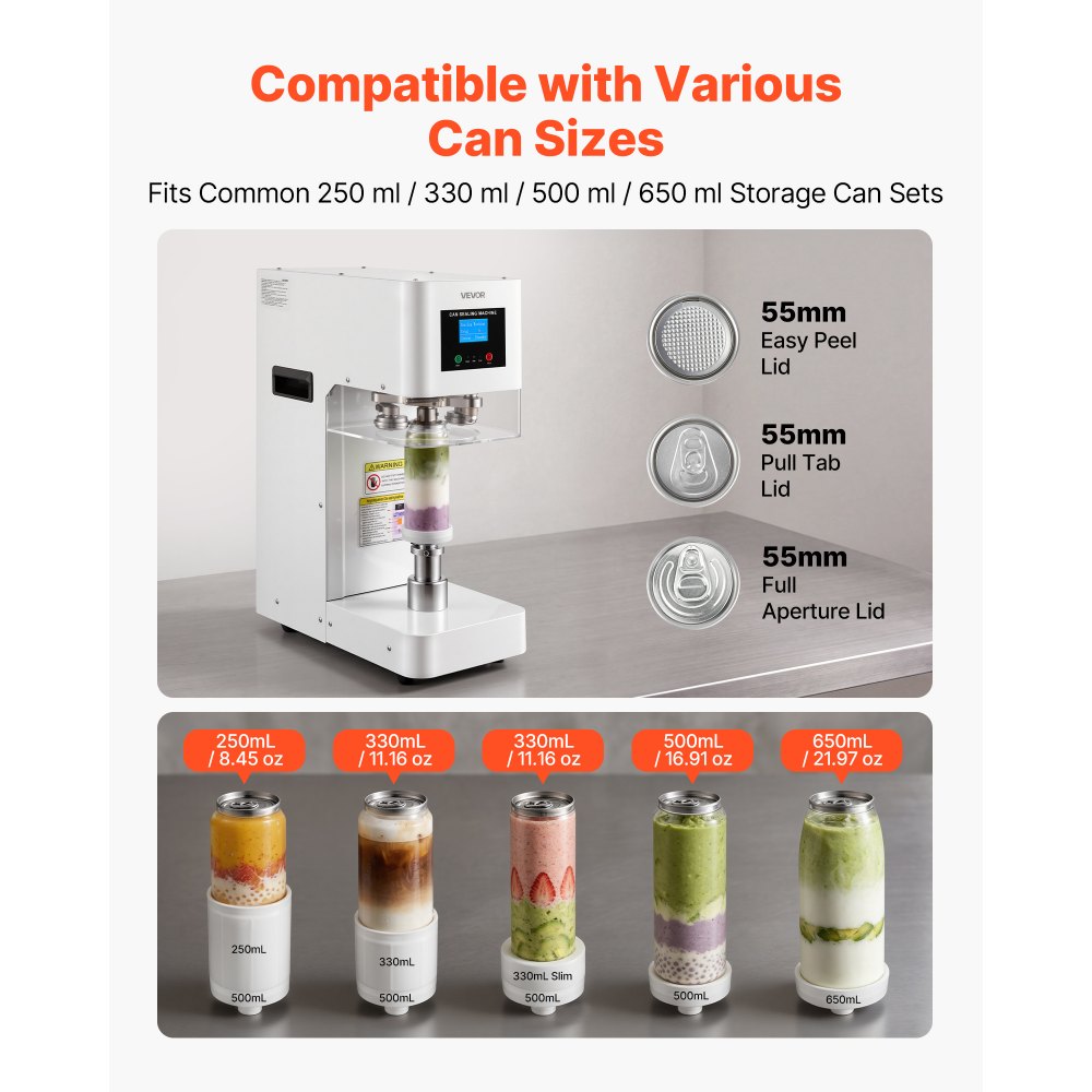 Vevor Can Sealer Machine Automatic Commercial Beverage Drink Seamer White New