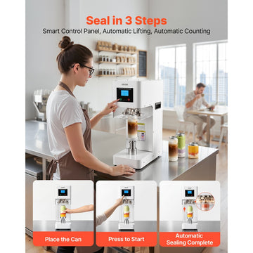 Vevor Can Sealer Machine Automatic Commercial Beverage Drink Seamer White New
