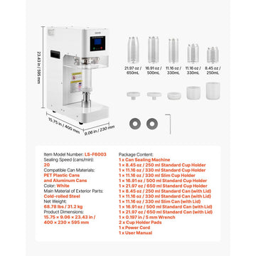 Vevor Can Sealer Machine Automatic Commercial Beverage Drink Seamer White New