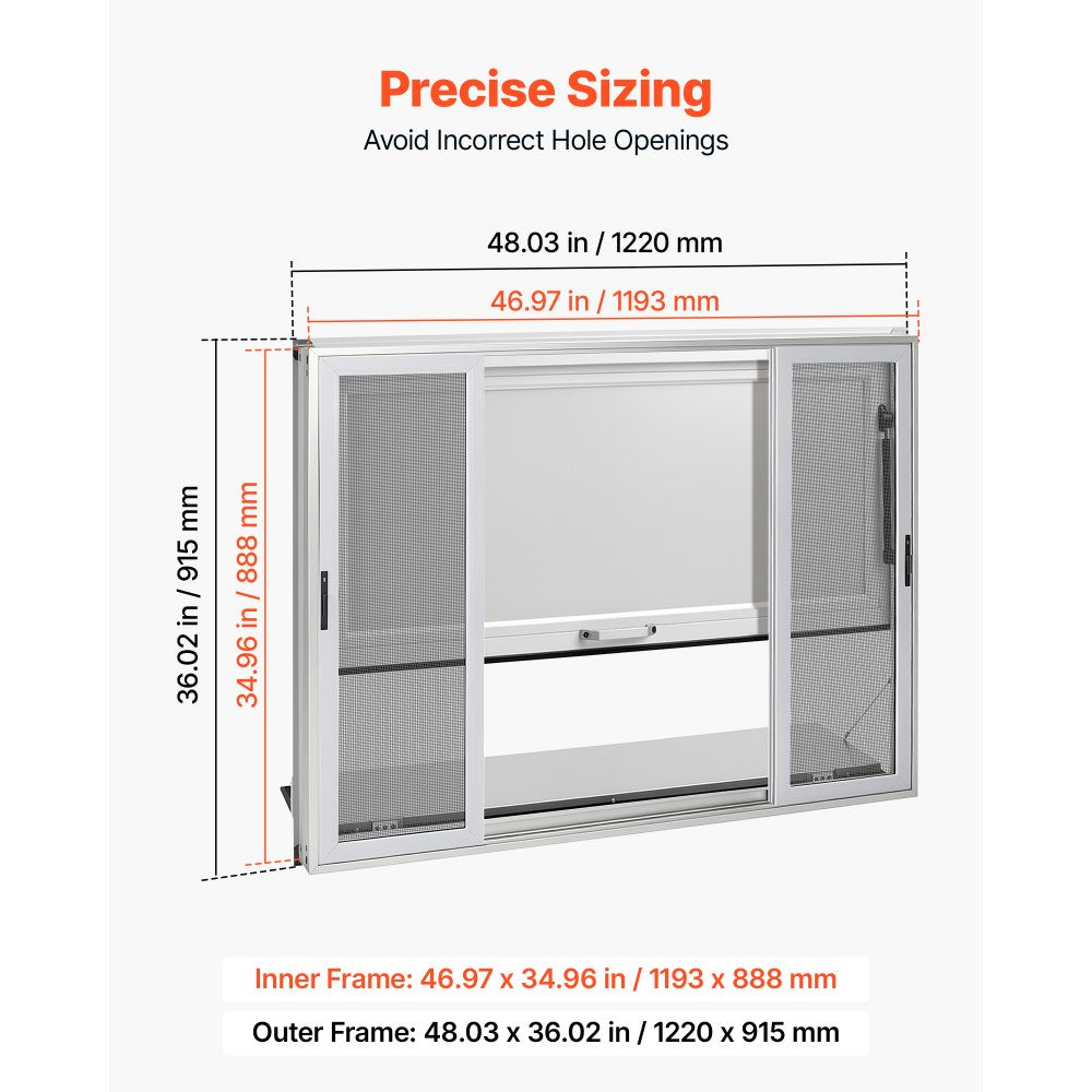 Vevor Concession Window Folding Shelf 48" x 36" Aluminum Alloy Service Window for Food Truck New