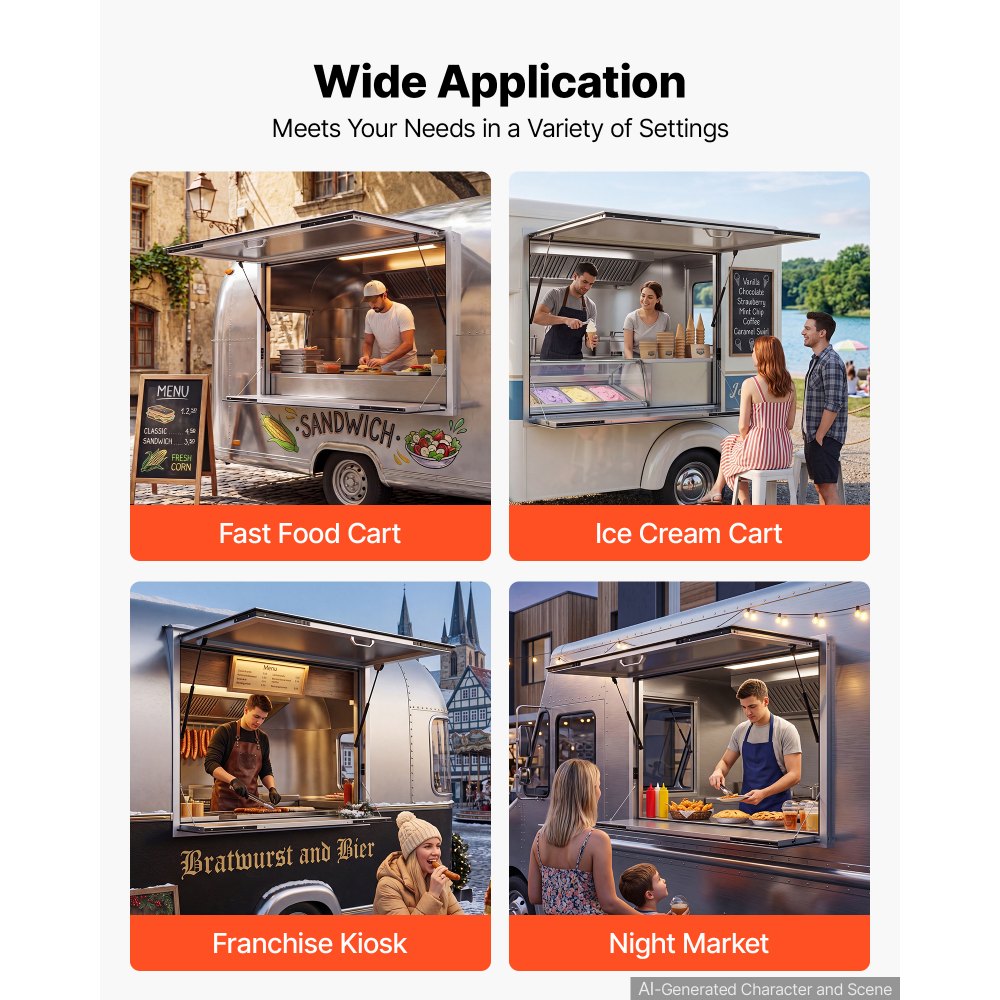 Vevor Concession Window 48" x 36" Aluminum Alloy Service Window for Food Truck with Folding Shelf New