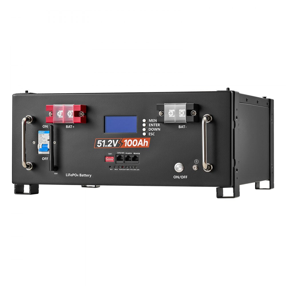 Vevor Server Rack Battery 48V 100Ah LiFePO4 Lithium Battery with 100A BMS Bluetooth LCD Display 5120Wh New