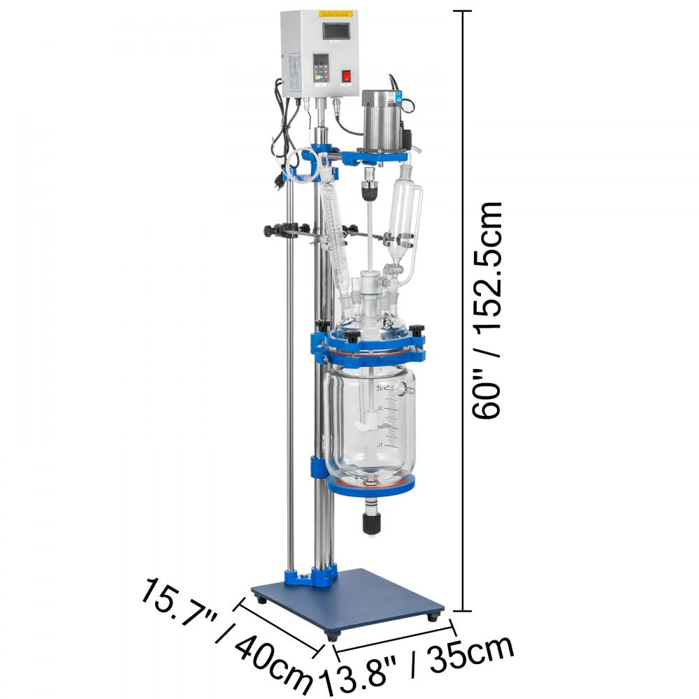 Vevor Jacketed Reactor 5L Laboratory Glass Reaction Vessel New