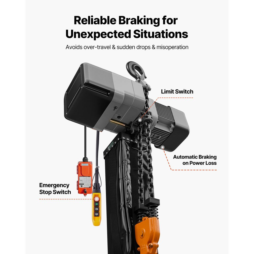Vevor Electric Chain Hoist 6000 lbs 30' Three-Phase Overhead Crane with Wireless & Wired Remote New