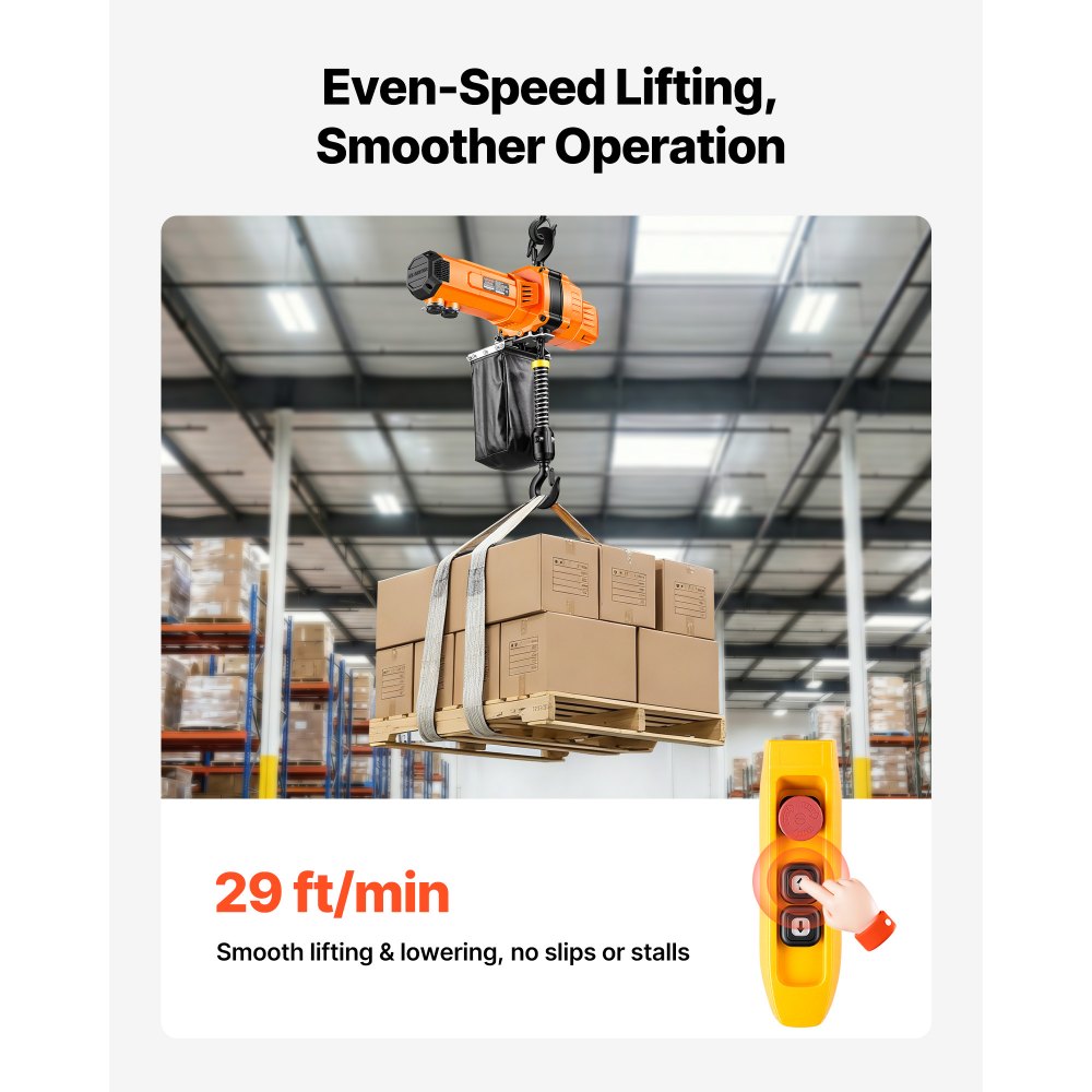 Vevor Electric Chain Hoist 2200 lbs 10' Wired Remote Overhead Crane New