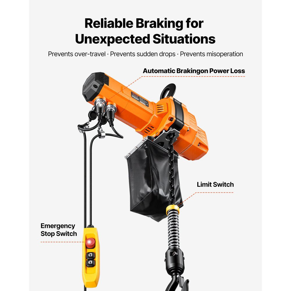 Vevor Electric Chain Hoist 2200 lbs 10' Wired Remote Overhead Crane New