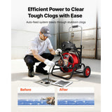 Vevor Drain Cleaner Machine Portable Auto Feed Sewer Snake Auger 100' x 1/2" New