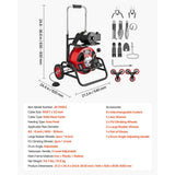 Vevor Drain Cleaner Machine Portable Auto Feed Sewer Snake Auger 100' x 1/2" New