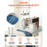 Vevor Industrial Sewing Machine 550W Lockstitch Sewing Machine Set with Servo Motor and Table Stand New