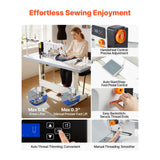 Vevor Industrial Sewing Machine 550W Lockstitch Sewing Machine Set with Servo Motor and Table Stand New