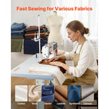 Vevor Industrial Sewing Machine 550W Lockstitch Sewing Machine Set with Servo Motor and Table Stand New