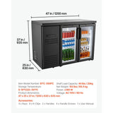Vevor Back Bar Cooler 11.8 Cu. Ft Commercial Beverage Refrigerator with 2 Glass Doors New
