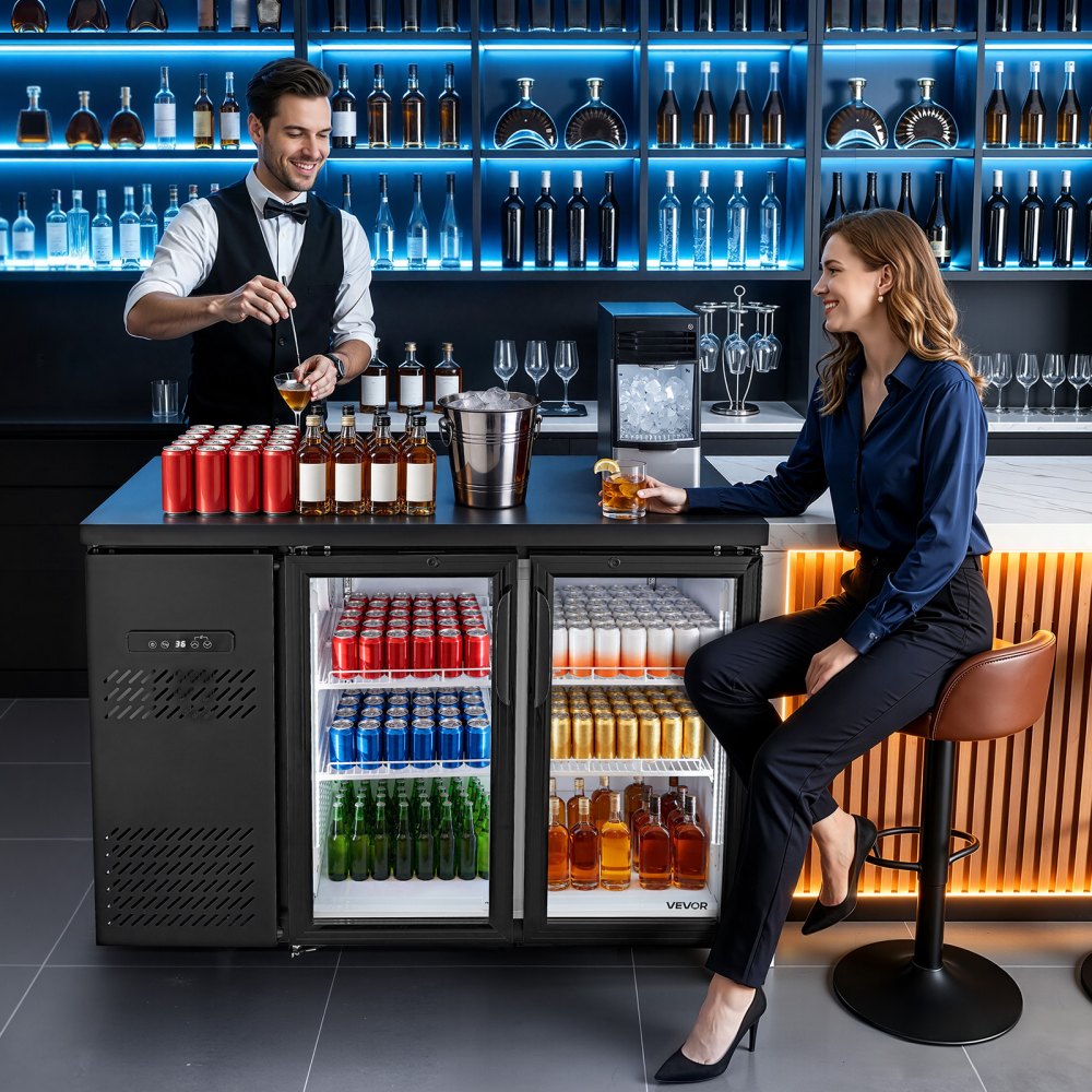 Vevor Back Bar Cooler 11.8 Cu. Ft Commercial Beverage Refrigerator with 2 Glass Doors New