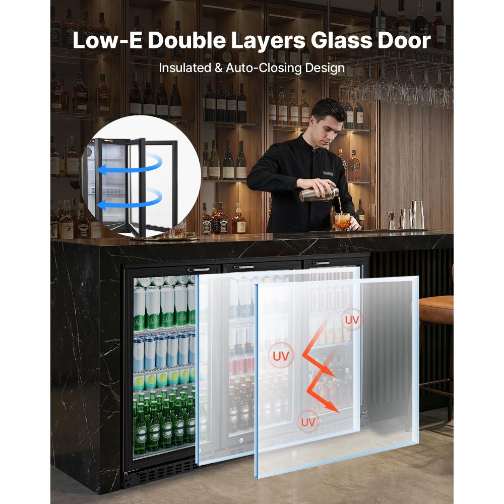 Vevor Back Bar Cooler 11.4 Cu. Ft. 3-Glass Door Commercial Beverage Refrigerator New