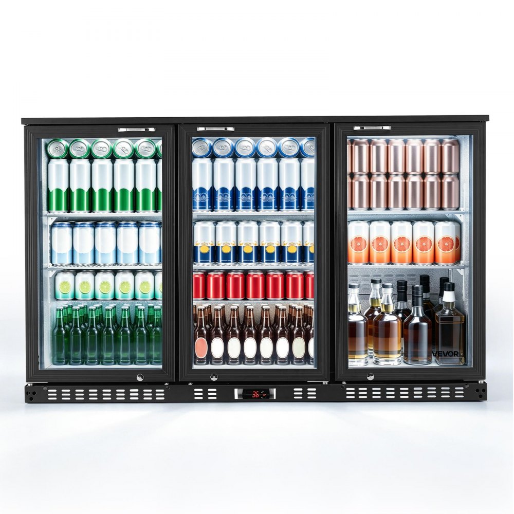 Vevor Back Bar Cooler 11.4 Cu. Ft. 3-Glass Door Commercial Beverage Refrigerator New