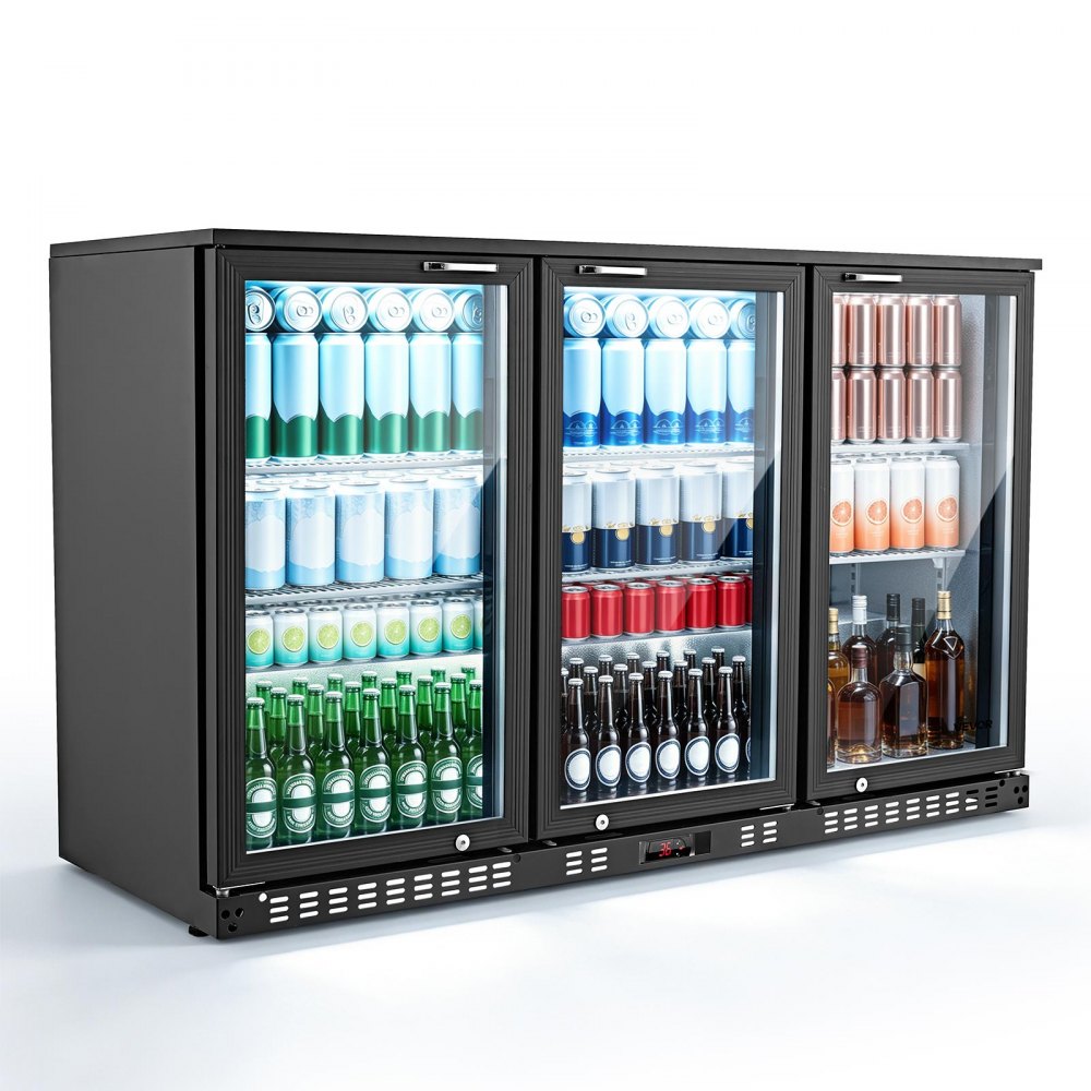 Vevor Back Bar Cooler 11.4 Cu. Ft. 3-Glass Door Commercial Beverage Refrigerator New