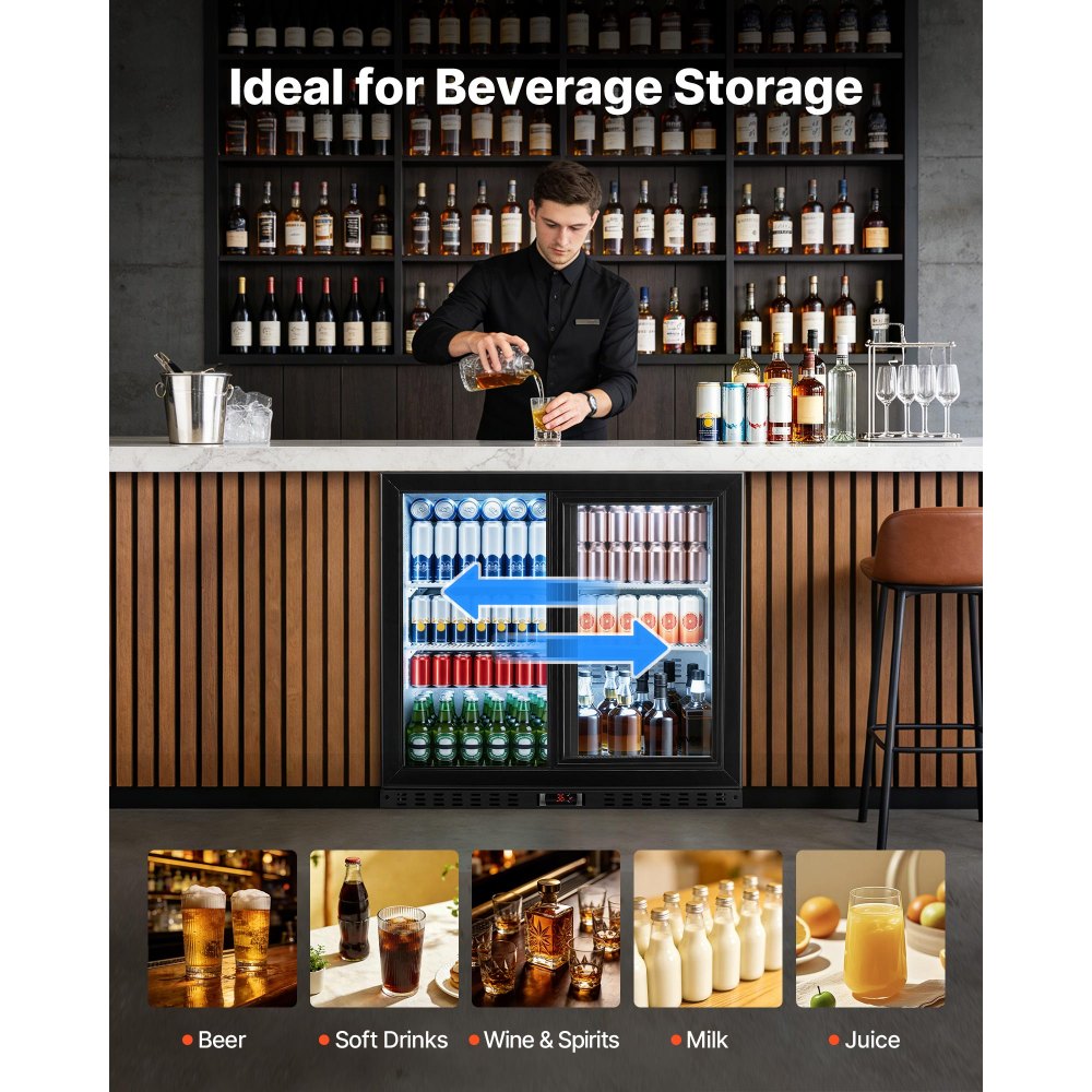 Vevor Back Bar Cooler 7.4 Cu. Ft Commercial Beverage Refrigerator with 2 Sliding Doors New