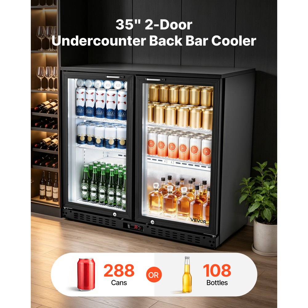 Vevor Back Bar Cooler 7.4 Cu. Ft Under Counter Commercial Beverage Refrigerator New