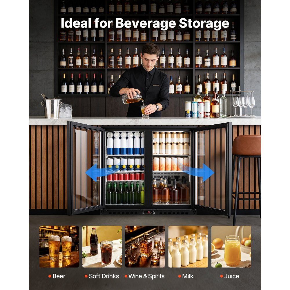 Vevor Back Bar Cooler 7.4 Cu. Ft Under Counter Commercial Beverage Refrigerator New