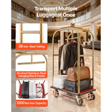 Vevor Hotel Luggage Cart Heavy-Duty Bellman Trolley 1200 lbs Gold New