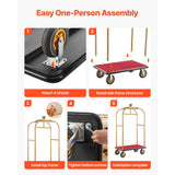 Vevor Hotel Luggage Cart Heavy-Duty Bellman Trolley 1200 lbs Gold New