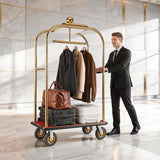 Vevor Hotel Luggage Cart Heavy-Duty Bellman Trolley 1200 lbs Gold New