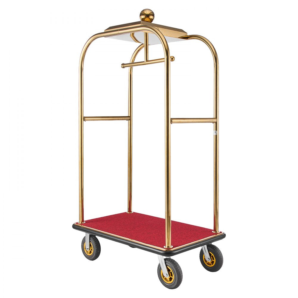 Vevor Hotel Luggage Cart Heavy-Duty Bellman Trolley 1200 lbs Gold New
