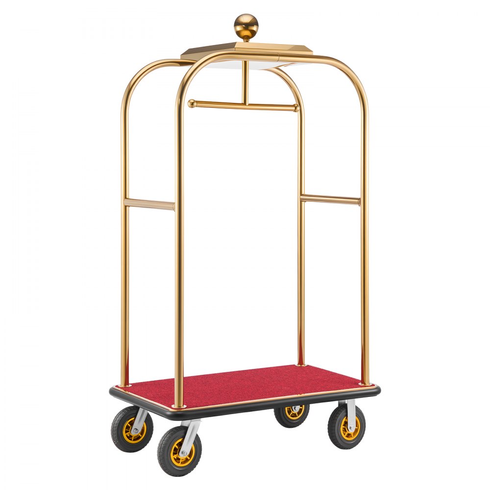 Vevor Hotel Luggage Cart Heavy-Duty Bellman Trolley 1200 lbs Gold New