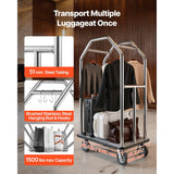 Vevor Bellman Cart Hotel Luggage Cart 1500 lbs Stainless Steel Silver New