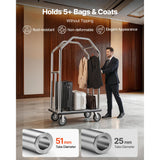 Vevor Bellman Cart Hotel Luggage Cart 1500 lbs Stainless Steel Silver New