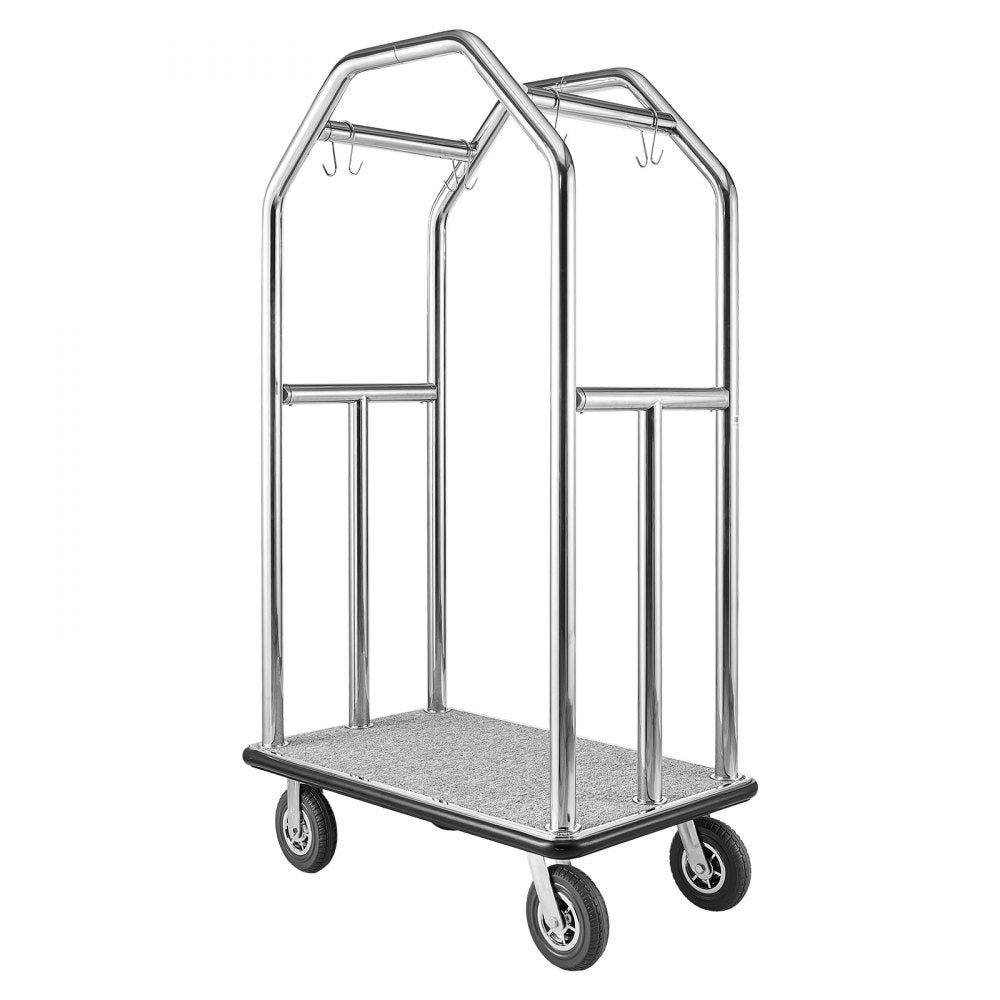 Vevor Bellman Cart Hotel Luggage Cart 1500 lbs Stainless Steel Silver New