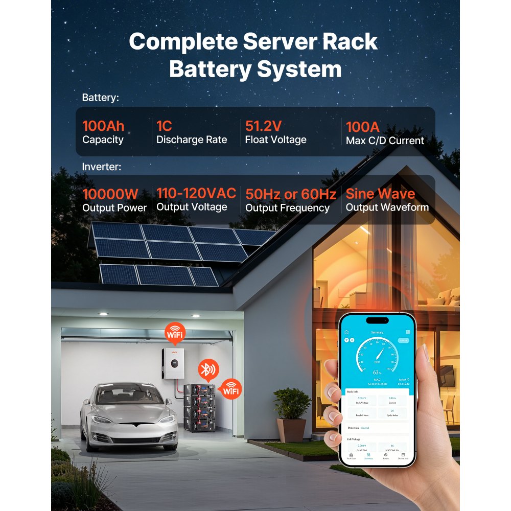 Vevor Home Power Station 5120Wh LiFePO4 Lithium Battery Backup Power System New