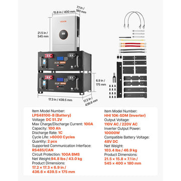 Vevor Home Power Station 5120Wh LiFePO4 Lithium Battery Backup Power System New