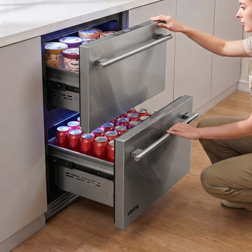 Vevor Drawer Refrigerator 24" Undercounter Fridge Freezer Combo New