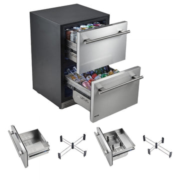 Vevor Drawer Refrigerator 24" Undercounter Fridge Freezer Combo New