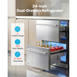 Vevor Drawer Refrigerator 24" Undercounter Beverage Fridge New