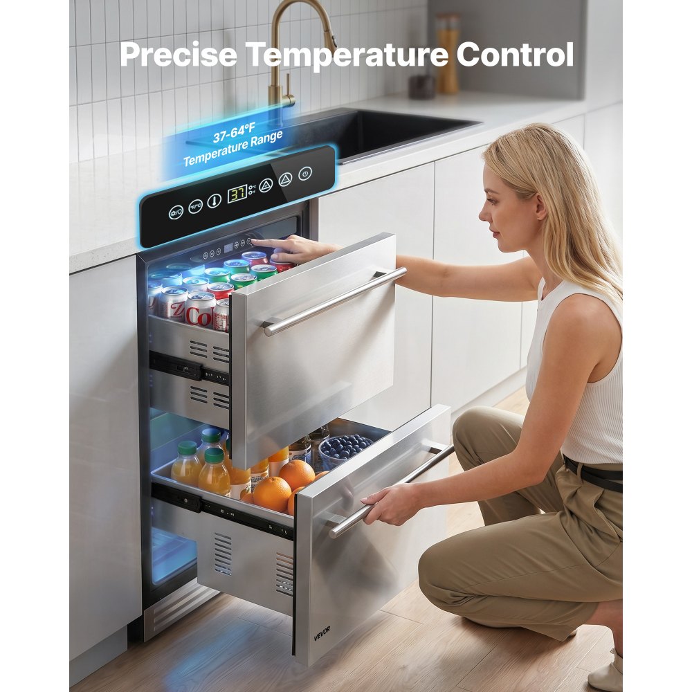 Vevor Drawer Refrigerator 24" Undercounter Beverage Fridge New