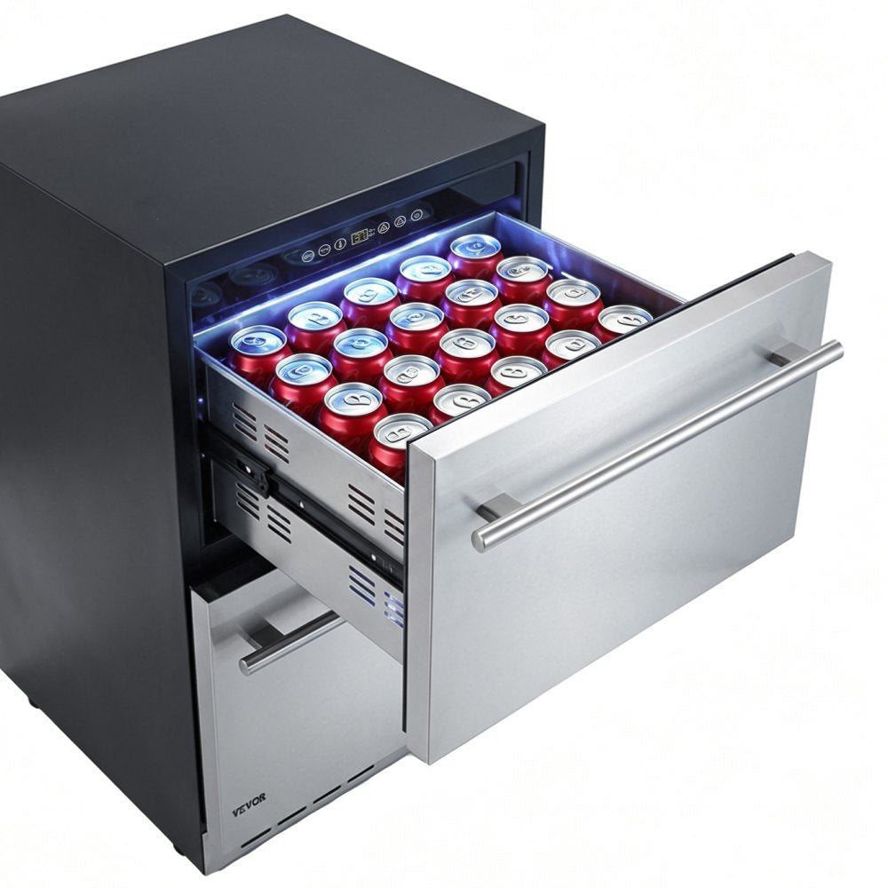 Vevor Drawer Refrigerator 24" Undercounter Beverage Fridge New