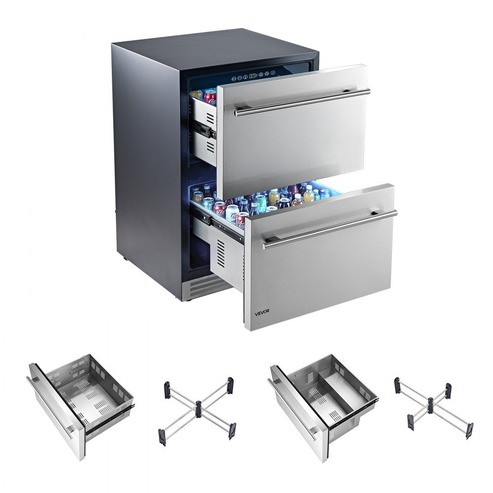 Vevor Drawer Refrigerator 24" Undercounter Beverage Fridge New