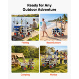 Vevor Fishing Cart Foldable Beach Cart with 13" All-Terrain PU Balloon Tires 350 lbs Capacity New