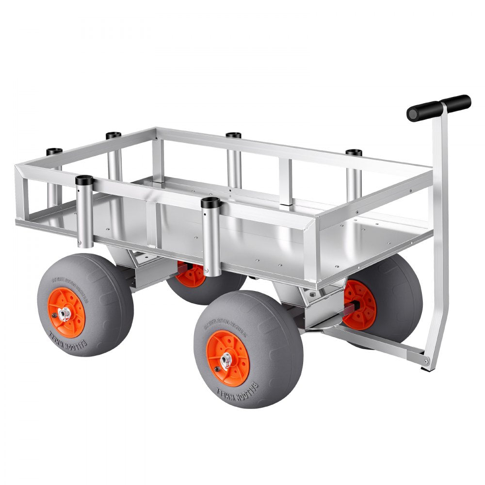 Vevor Fishing Cart Foldable Beach Cart with 13" All-Terrain PU Balloon Tires 350 lbs Capacity New