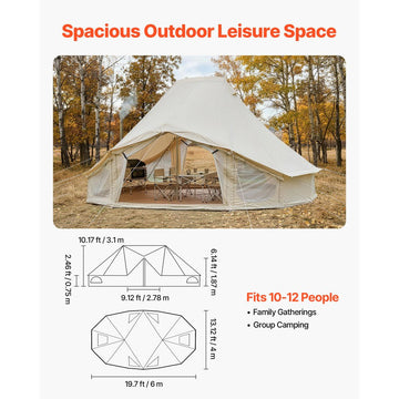 Vevor Bell Tent 4-Season 19.7' x 13.12' x 10.17' Canvas Yurt Tent New