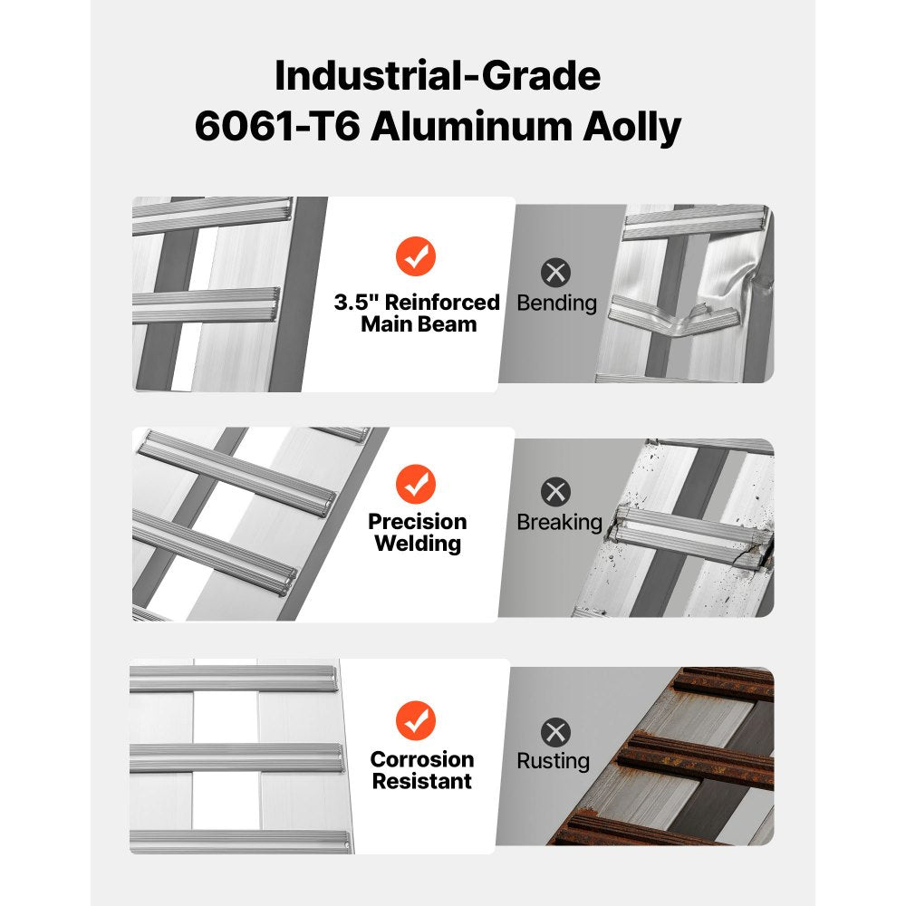 Vevor Trailer Ramps 96" x 15" Heavy-Duty Aluminum Loading Ramp Set New