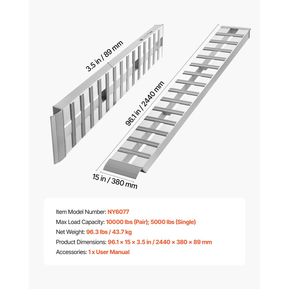 Vevor Trailer Ramps 96" x 15" Heavy-Duty Aluminum Loading Ramp Set New